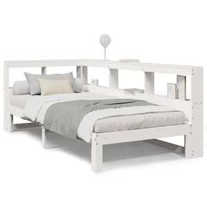vidaXL Bed met boekenkast zonder matras grenenhout wit 75x190 cm