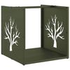 vidaXL Brandhoutrek 40x40x40 cm koudgewalst staal olijfgroen