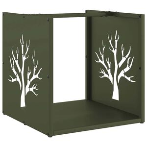 vidaXL Brandhoutrek 40x40x40 cm koudgewalst staal olijfgroen
