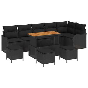 vidaXL Tuin Sofa Set 10 st 9-Aantal zitplaatsen Zwart