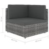 vidaXL 5-delige Loungeset met kussens poly rattan grijs