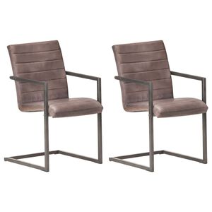 vidaXL Eetkamerstoelen 2 st echt leer bruin