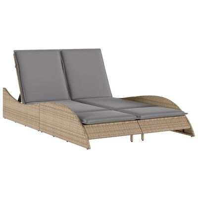 vidaXL Ligbed met kussens 114x205x73 cm poly rattan beige