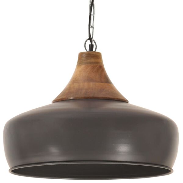 vidaXL Hanglamp industrieel E27 35 cm ijzer en massief hout grijs