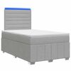 vidaXL LED Boxspring Bed met Matras Lichtgrijs 120 x 190 cm Stof