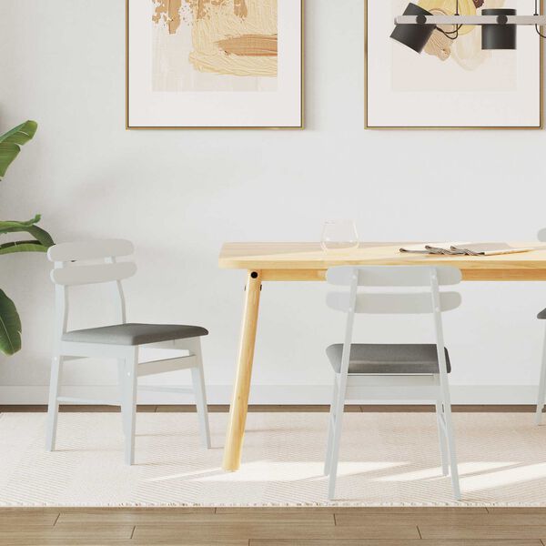 vidaXL Eetkamerstoel 2 pcs Wit en Grijs Massief Rubberhout