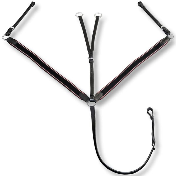 Voortuig martingaal leer elastisch verstelbaar zwart cob