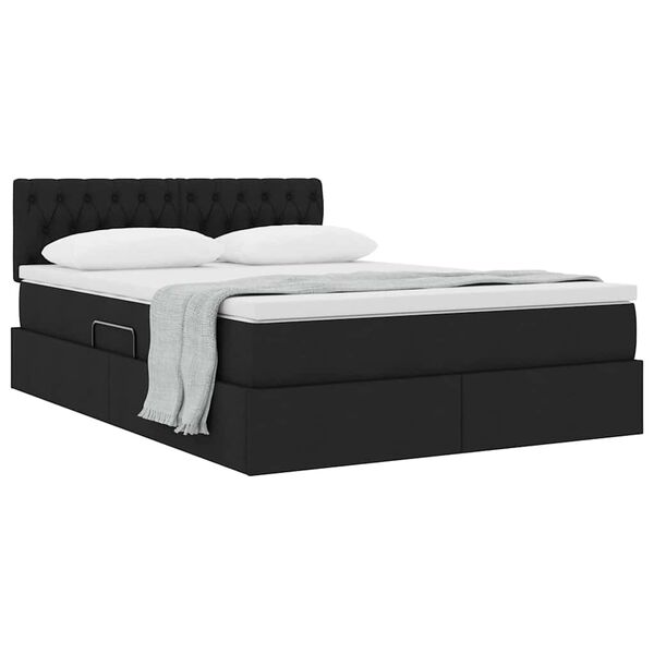 vidaXL Opbergbed met matras met matras Zwart 140 x 190 cm Bewerkt hout