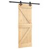 vidaXL Schuifdeur Naturel en Zwart 70 x 210 cm Massief Grenenhout