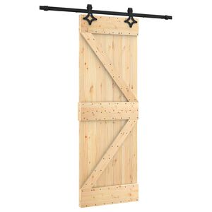 vidaXL Schuifdeur Naturel en Zwart 70 x 210 cm Massief Grenenhout