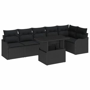 vidaXL Tuin Sofa Set 7 st Zwart Poly Rattan