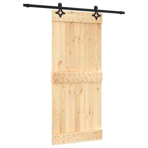 vidaXL Schuifdeur 90 x 210 cm Massief Grenenhout (Niet-Behandeld)