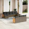 vidaXL 10-delige Loungeset met kussens poly rattan grijs