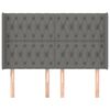 vidaXL Hoofdbord met randen 147x16x118/128 cm stof donkergrijs