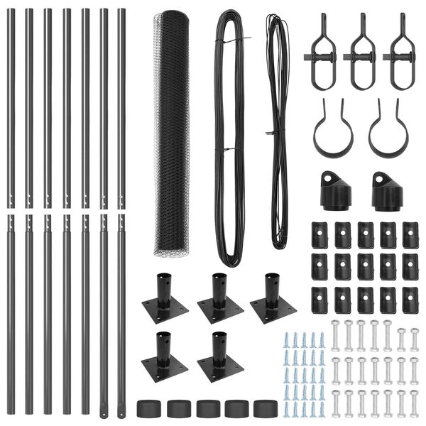 vidaXL Afrasteringspaal Grijs 10 x 0,8 m (13 mm gaas) Staal en PVC