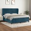 vidaXL Boxspring met matras fluweel donkerblauw 160x200 cm