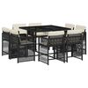 vidaXL 9-delige Tuinset poly rattan zwart