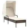 vidaXL Ligbed met luifel poly rattan bruin