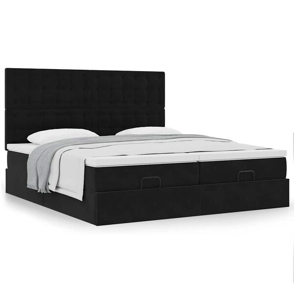 vidaXL Ottoman bed met matrassen 200x200cm fluweel zwart
