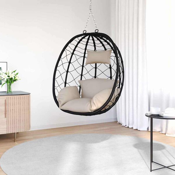 vidaXL Hangende ei-stoel Taupe 91,5 x 60 x 110 cm poly rattan