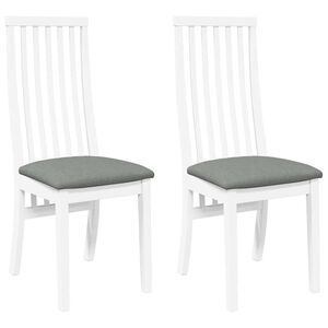 vidaXL Eetkamerstoelen met kussens 2 st massief hout rubber wit