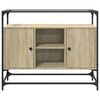 vidaXL Dressoir met glazen blad 98x35x81 cm hout sonoma eikenkleurig