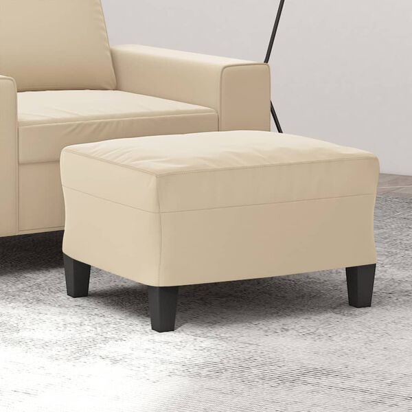vidaXL Voetenbank 60x50x41 cm microvezelstof crèmekleurig