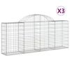 vidaXL Schanskorven 3 st gewelfd 200x30x80/100 cm gegalvaniseerd ijzer