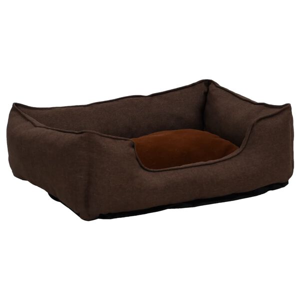 vidaXL Hondenmand linnen-look 110,5x80,5x26 cm fleece bruin