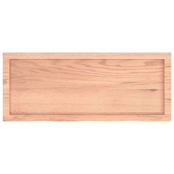 vidaXL Wastafelblad 100x40x(2-6) cm behandeld massief hout lichtbruin