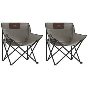 vidaXL Campingstoelen 2 st met vakje inklapbaar grijs
