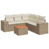 vidaXL 6-delige Loungeset met kussens poly rattan beige