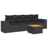 vidaXL 5-delige Loungeset met kussens poly rattan zwart