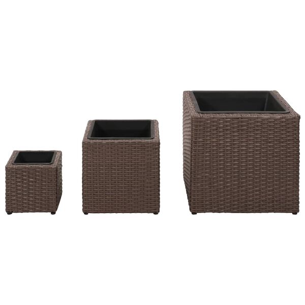 vidaXL Plantenbakken verhoogd 3 st poly rattan bruin