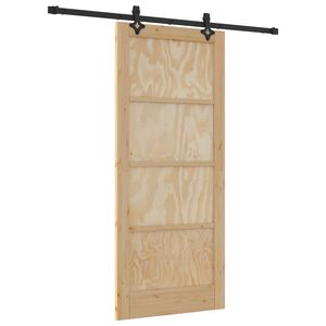 vidaXL Schuifdeur Naturel en Zwart 86 x 198,5 cm Massief grenenhout