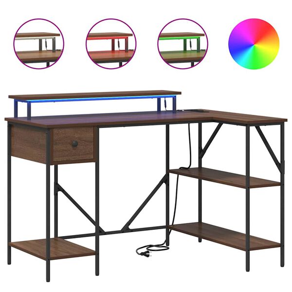 vidaXL Bureau met lade Bruin Eiken 120 x 79 x 86,5 cm Bewerkt hout