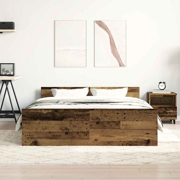 vidaXL Bedframe zonder matras 150x200 cm bewerkt hout oud hout