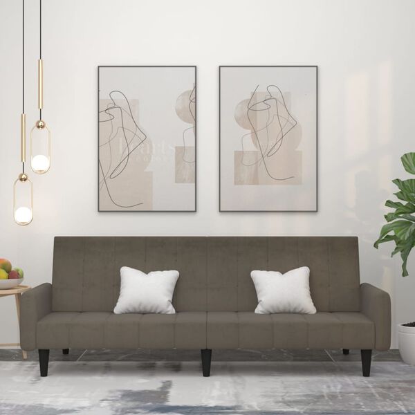 vidaXL Slaapbank 2-zits microvezelstof donkergrijs