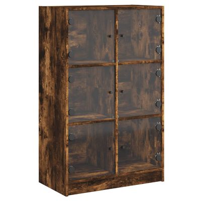 vidaXL Hoge kast met deuren 68x37x109 cm bewerkt hout gerookt eiken