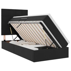 vidaXL Opbergbed met LED met matras met LED Zwart 90 x 190 cm Fluweel