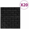 vidaXL 3D-behang zelfklevend 20 st bakstenen zwart
