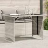 vidaXL Tuintafel met glazen blad 110x68x70 cm poly rattan lichtgrijs