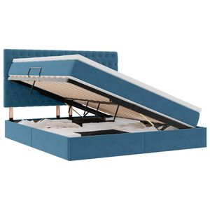 vidaXL Opslag bed met matras Donkerblauw 180 x 200 cm Fluweel