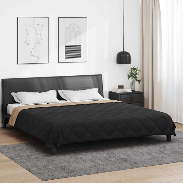 vidaXL Vol jaar dekbed Zwart en Taupe 240 x 260 cm Microfiber