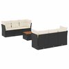 vidaXL 7-delige Loungeset met kussens poly rattan zwart