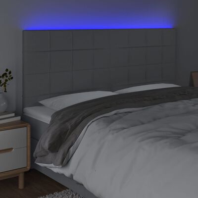 vidaXL Hoofdbord LED 200x5x118/128 cm stof lichtgrijs