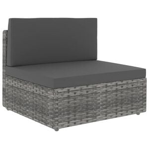 vidaXL Middenbank sectioneel poly rattan grijs