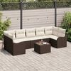 vidaXL Tuin Sofa Set 8 pcs Bruin en Cr&egrave;me Poly rattan, staal en glas