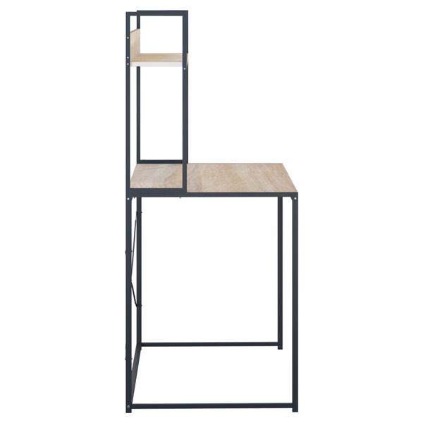 vidaXL Computerbureau 110x60x138 cm bewerkt hout zwart en eikenkleurig