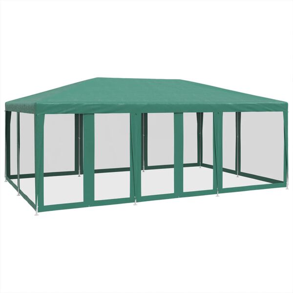 vidaXL Partytent met 10 mesh zijwanden 6x4 m HDPE groen